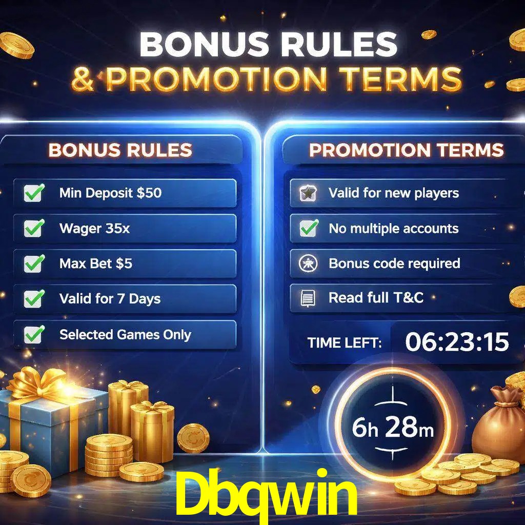 Reglas de promoción Dbqwin y condiciones de bonos explicadas visualmente