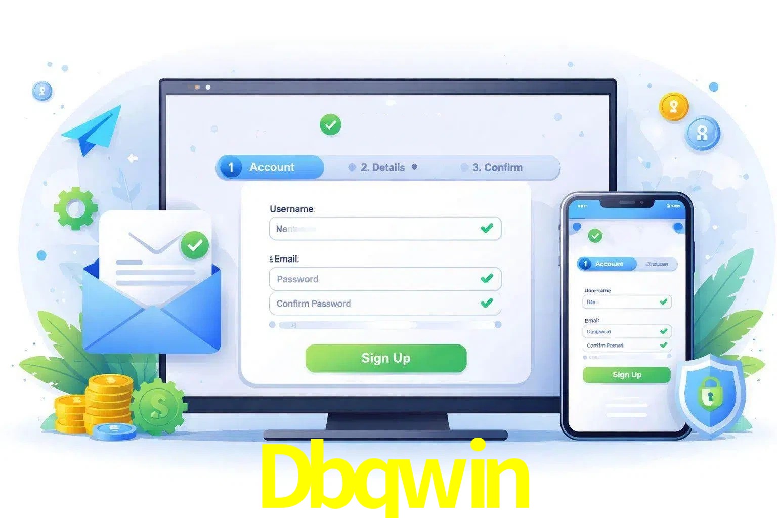 Registro de nuevo usuario y configuración de cuenta Dbqwin